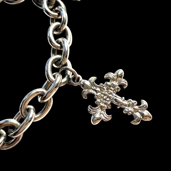Lourdes Blessed 5 Crosses Religious Faith Bracelet Stainless Steel Silver Tone - Picture 8 of 9